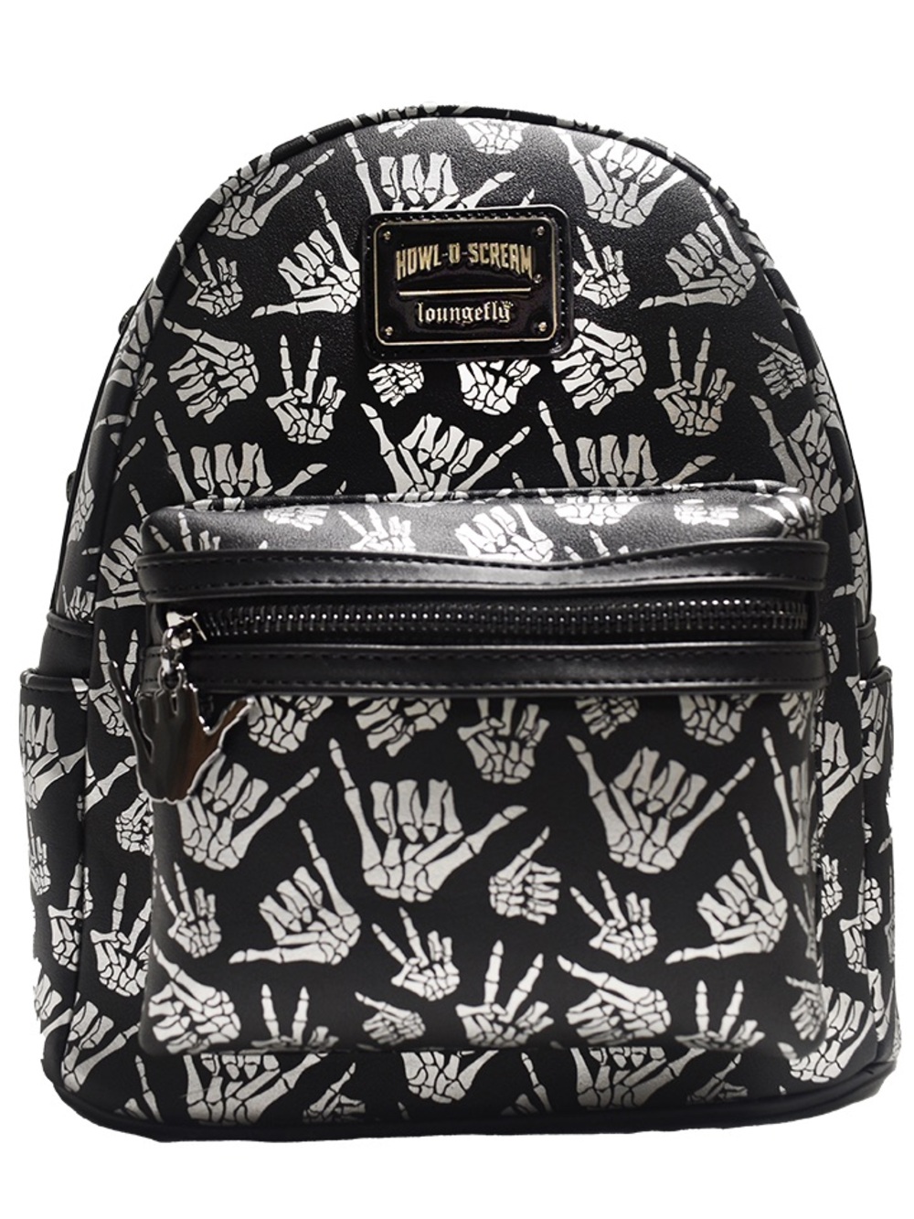 Loungefly Black & White Howl-O-Scream Skeleton Hand Mini Backpack